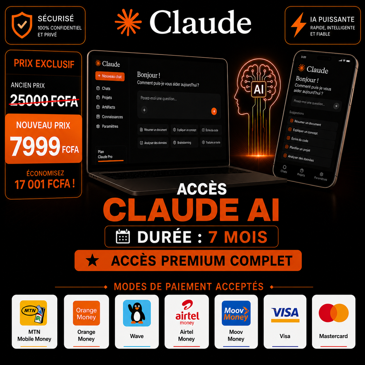 Claude AI abonnement (7mois)