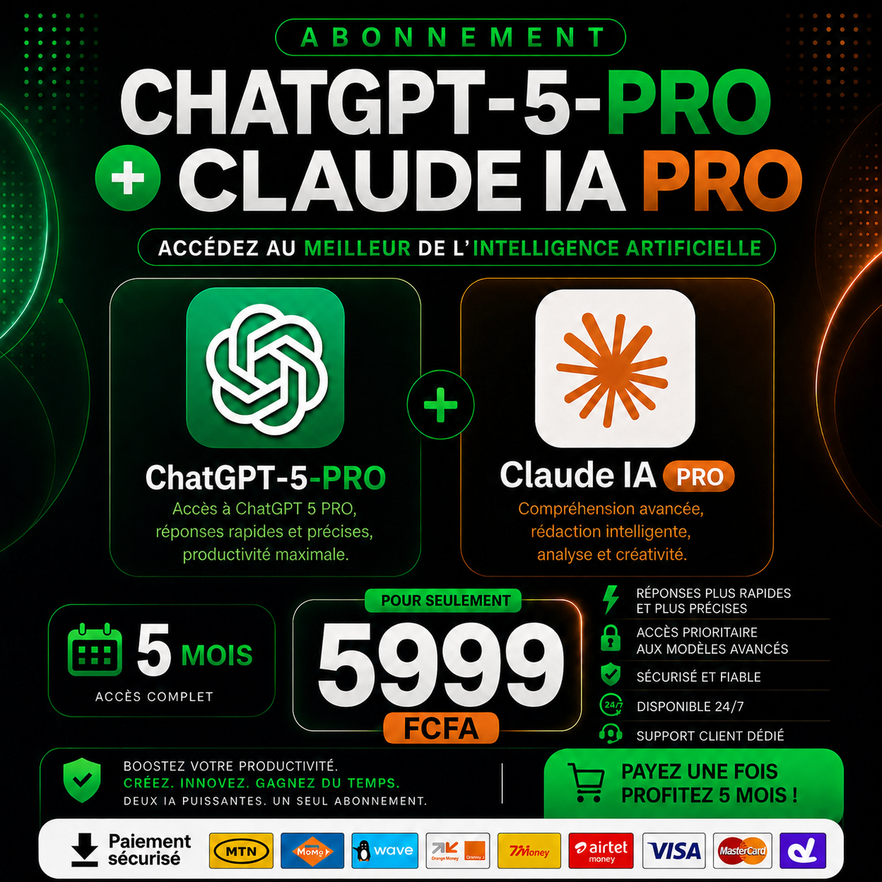 ChatGPT Pro + Claude IA Pro(5mois)